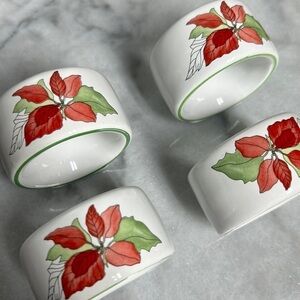 4 Block Bernarda napkin rings made in Portugal hand painted in watercolors